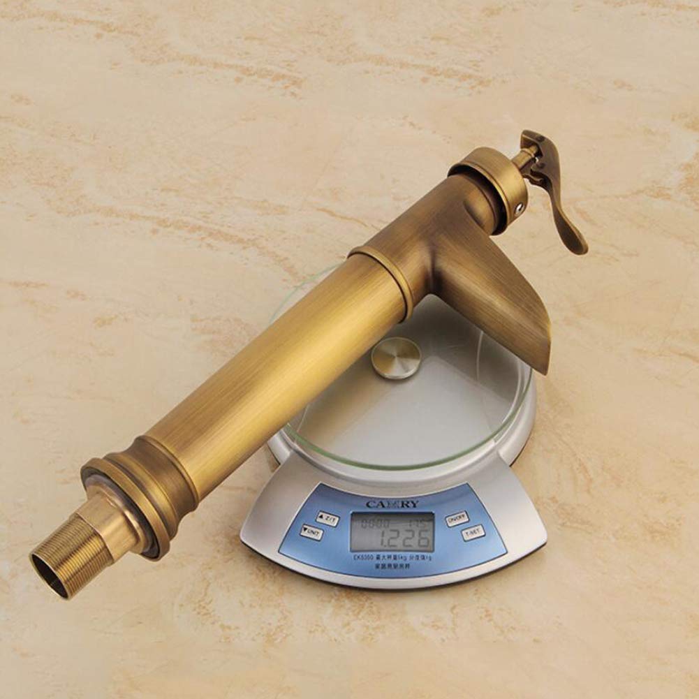 Rubinetto Bagno Miscelatore A Cascata Lavabo, Rubinetto Retrò Monocomando Nero Per Acqua Calda E Fredda, Rubinetto Per Lavabo Monoforo In Ottone, Adatto Per Wc E Bagno, Valvola In Ceramica