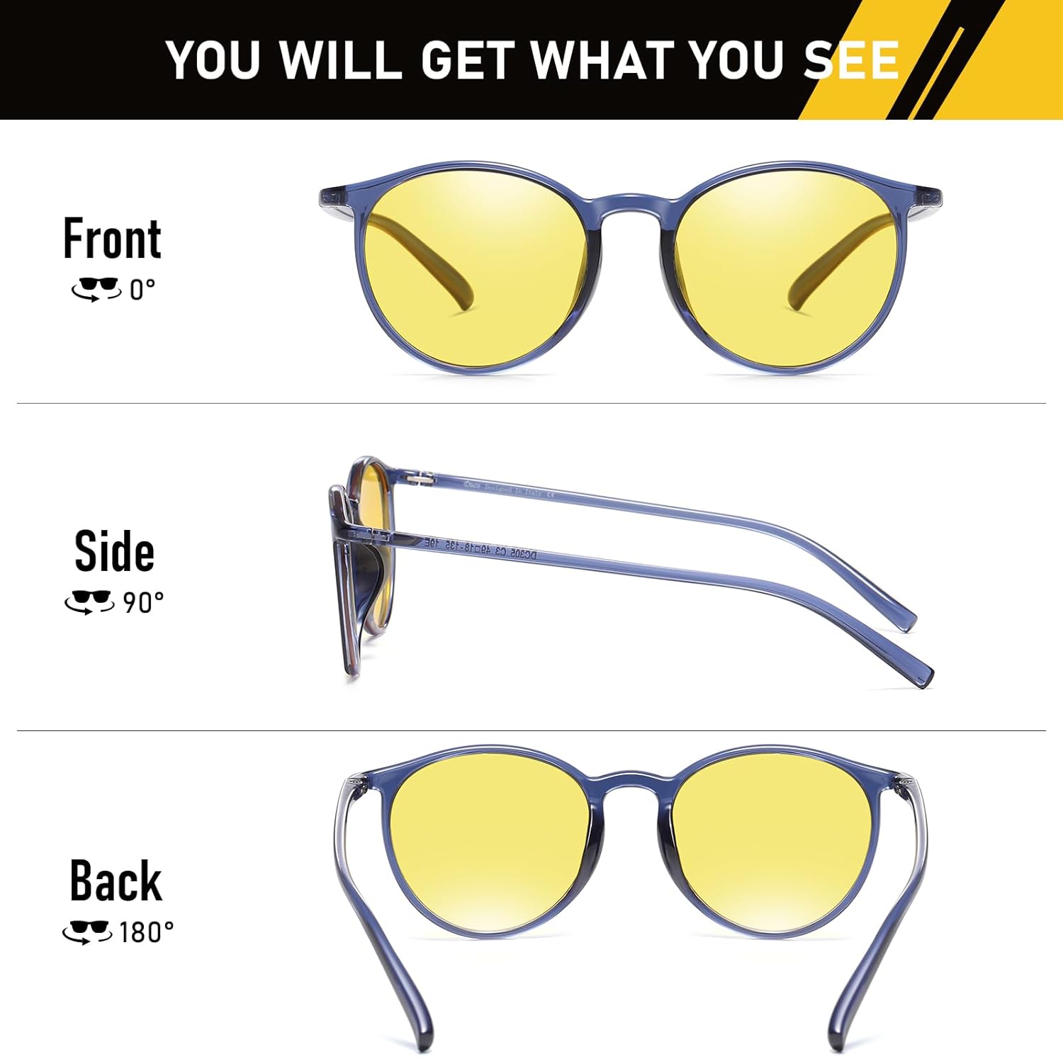 DUCO Night Vision Glasses for Men Women Round Anti Glare Glasses Night Driving Polarized UV400 Protection 305Y - Image 2