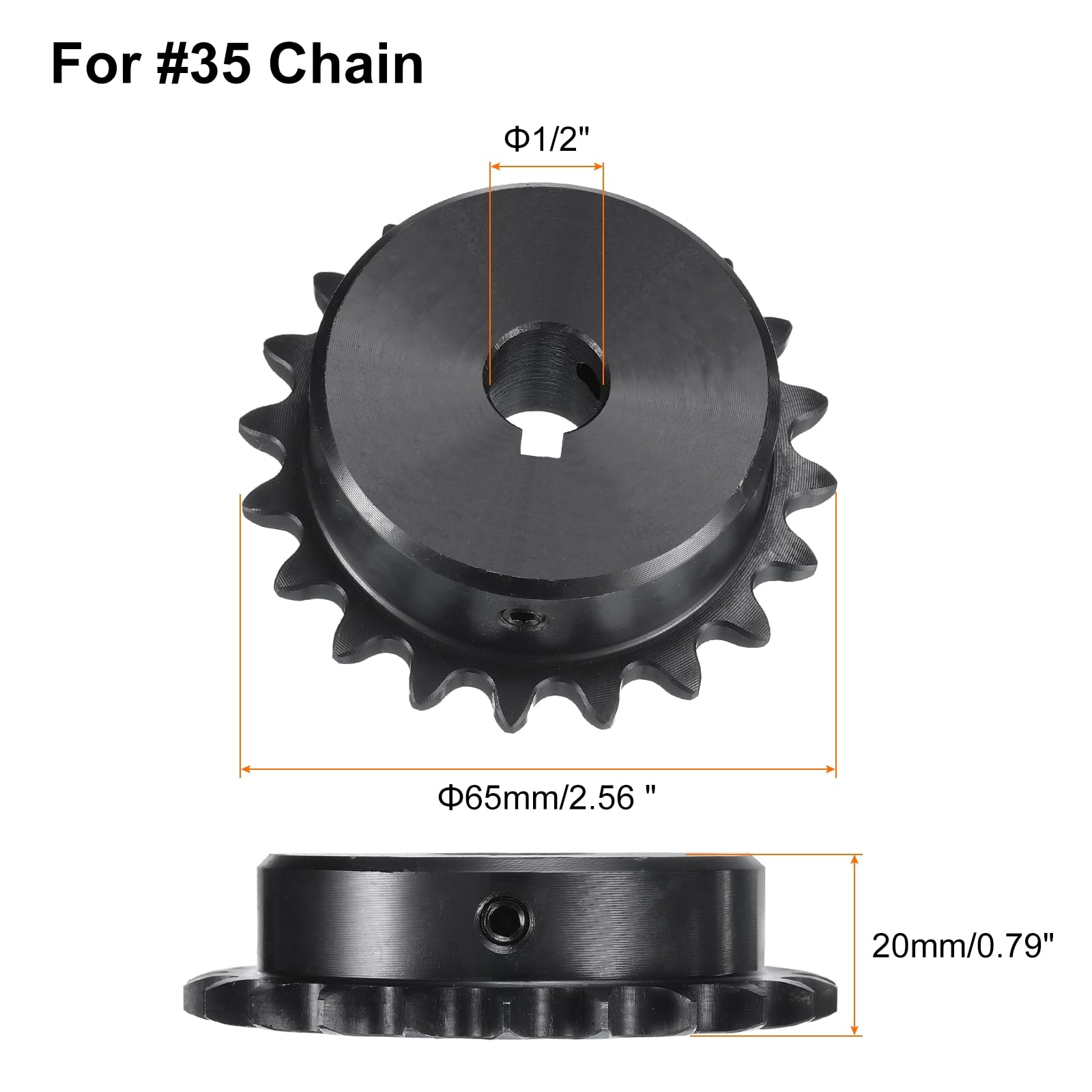 uxcell #35 Chain Roller Sprocket B Type, 1/2