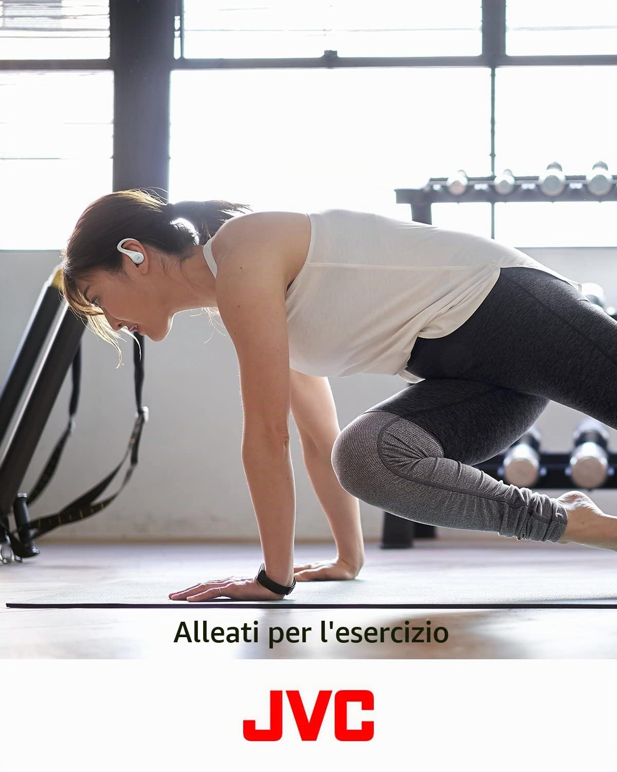 JVC HA-EC25T, Auricolari sportivi senza fili, leggeri e compatti, batteria a lunga durata (fino a 30 ore), suono con controller magnetico al neodimio, resistenza all'acqua (IPX5), Nero
