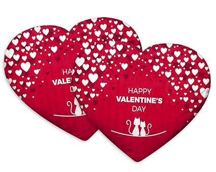DreamVio Love Heart Shaped Velvet Cushion/Pillow/Plush for Gifting on Birthdays,Anniversaries, Valentine Day Color - Multi (Size- 15x17 inch) Pack of 2 Shape 36