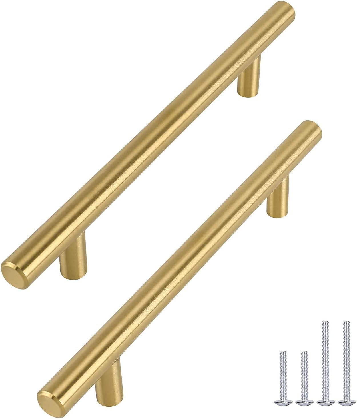 goldenwarm 15Pcs Brushed Brass Kitchen Handles Gold Brass