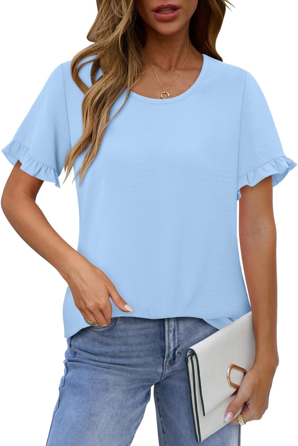 CRAZY GRID Women's Shirts Summer Casual Crewneck Short Sleeve Blouses Cute Floral Print Tunic Tops - Image 2