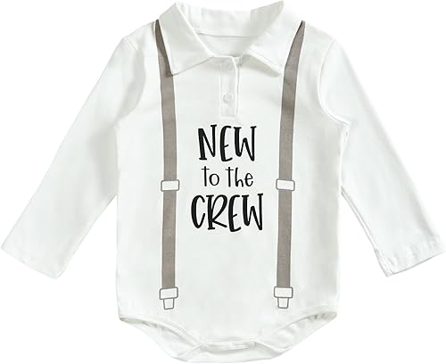 Miniatura 6 de Conjunto de ropa de manga larga con cierre a presión para bebé con texto en inglés I'm New Here, conjunto de ropa para otoño e invierno