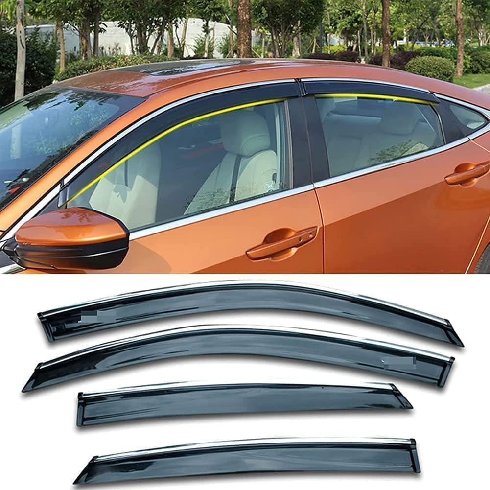 PANXUC Car Wind Deflectors for Civic 2016 2017, Side Window Wind Rain Deflector Window Visor Sun Rain Guard Smoke Guards