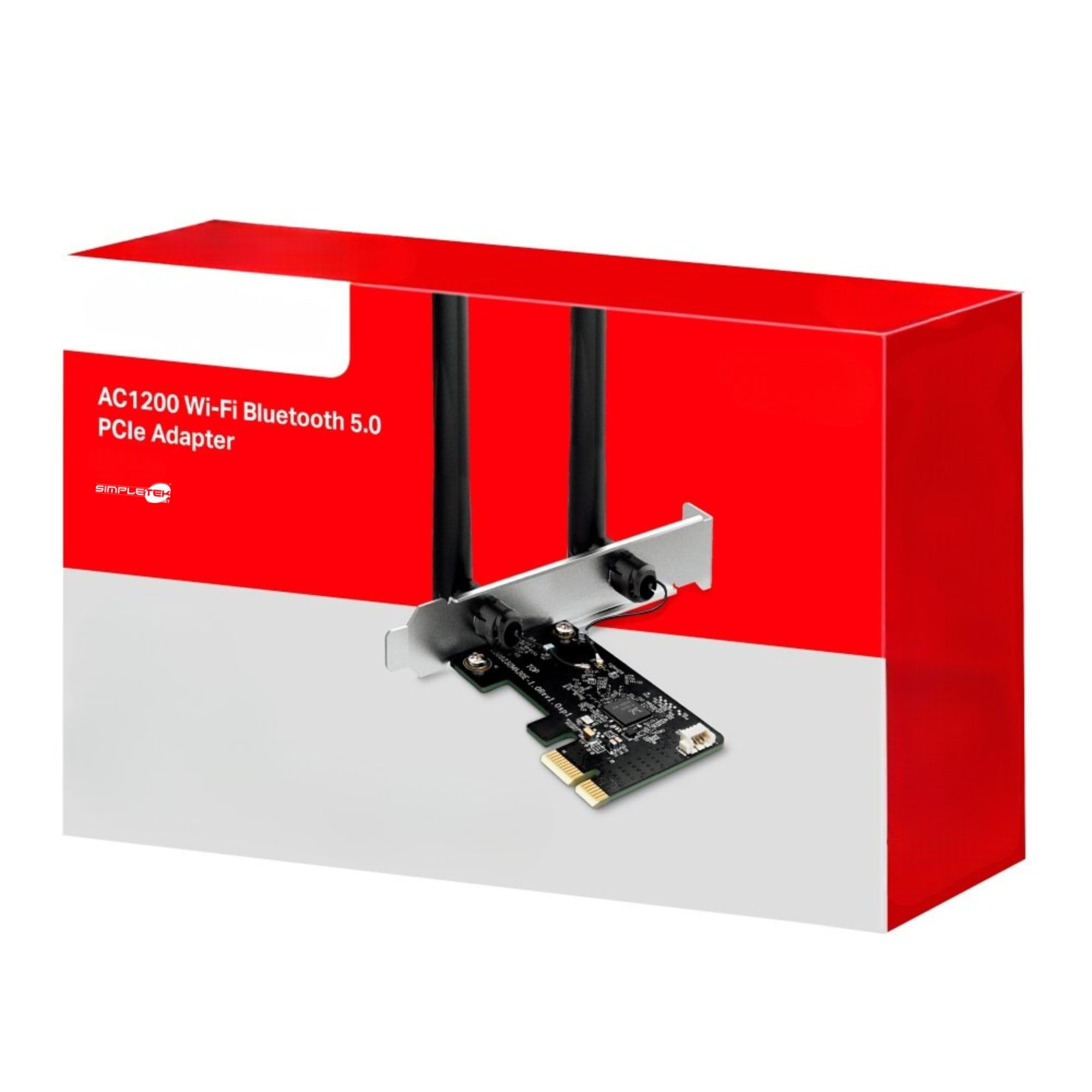SIMPLETEK Karta WiFi PCIe AC1200 i Bluetooth 5.0 | Dual Band 867Mbps 5 GHz | Technologia MU-MIMO | Bezpieczeństwo WPA3 | Win 10/11