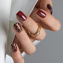 CurvLife Shrot Square Leopard Fall Press On Nails, Fierce Chic Black