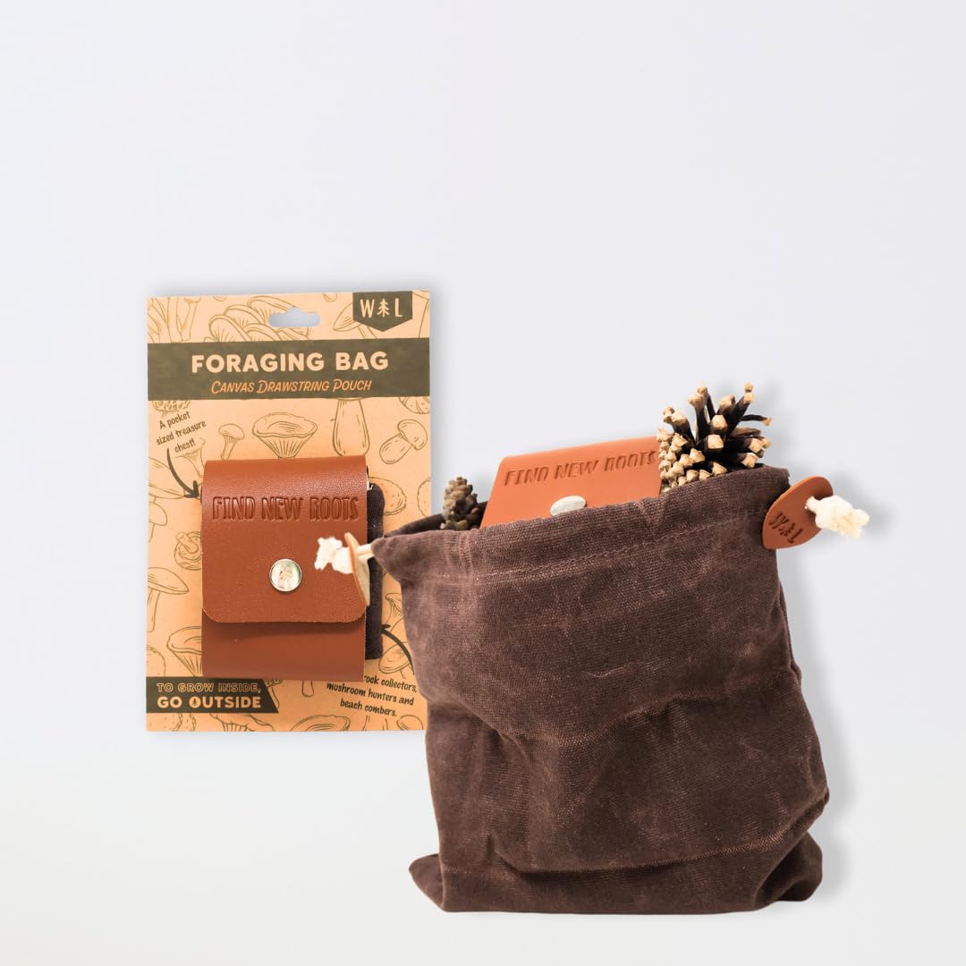 Foraging Bag Outdoor Water-resistant Waxed Canvas Carrying Bag with Two Sturdy Belt Snaps for Collecting Rocks Plants Shells and more!