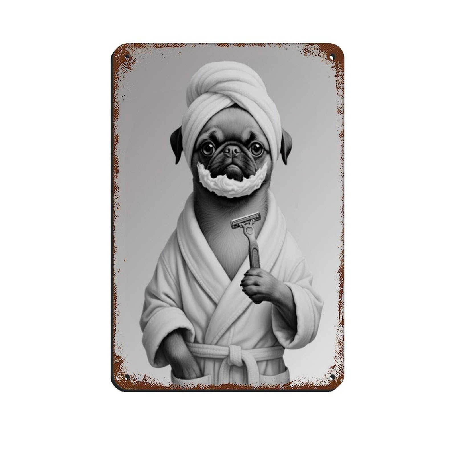 Brussels Griffon Dog Bathroom Art Tin Sign Vintage Metal Pub Club Cafe Bar Home Wall Art Decoration Poster Retro 8x12inch(20x30cm)