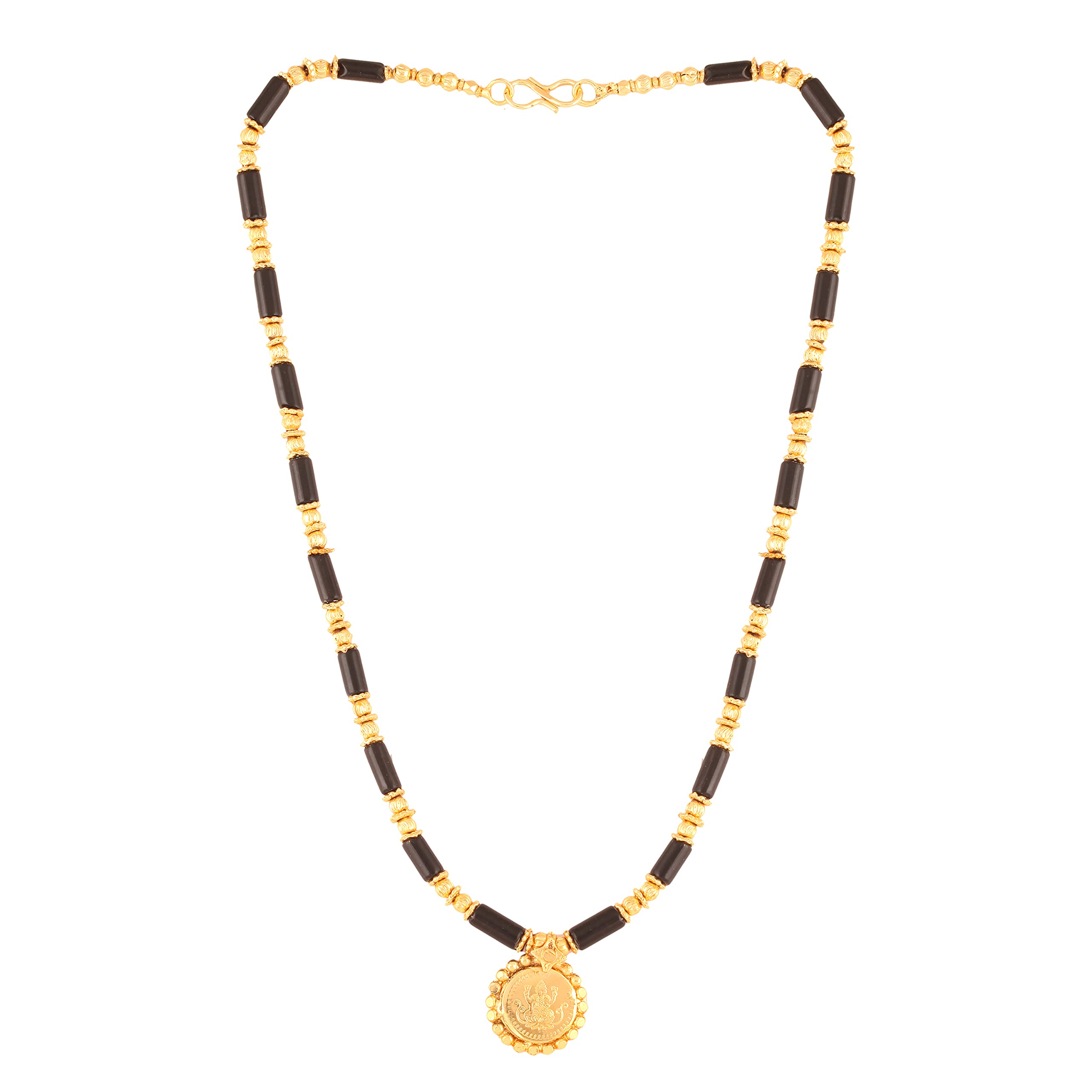 MEENAZ 2 Vati Wati Mangalsutra For Women Girls Temple South Indian Traditional 1 Gram Gold Stylish Maharashtrian Long Double Chain Double Mangal sutra Pendant Tanmaniya Black Nallapusalu Chains -447
