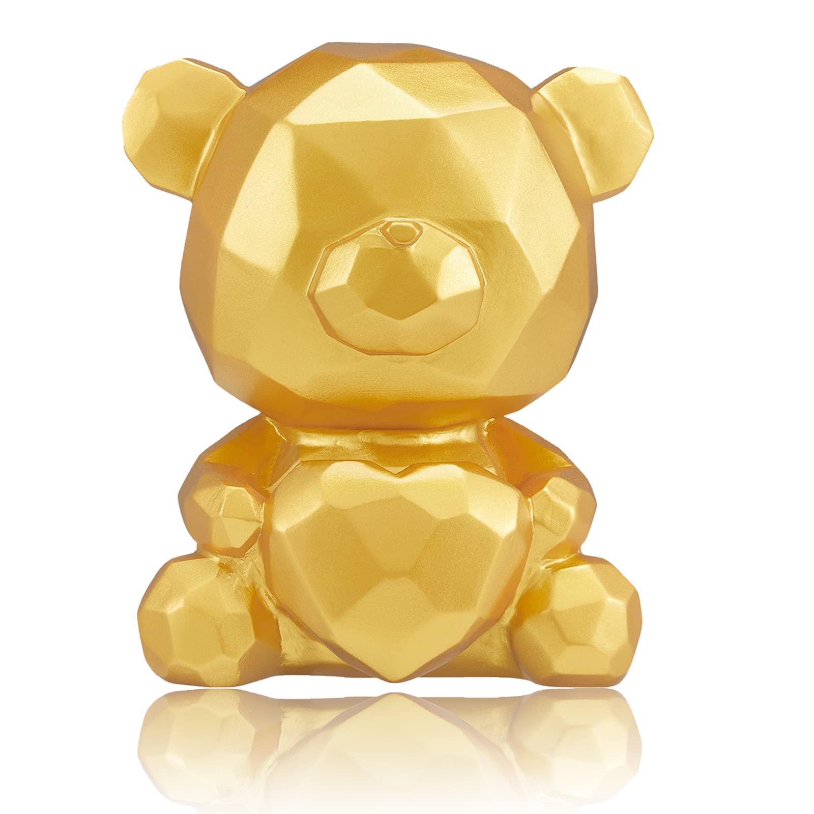 3D Geometric Bear Piggy Bank Anti Drop can be Stored and Used as Decoration for Rooms Desks and Children's Birthday Gifts (Golden Embracing Bear)