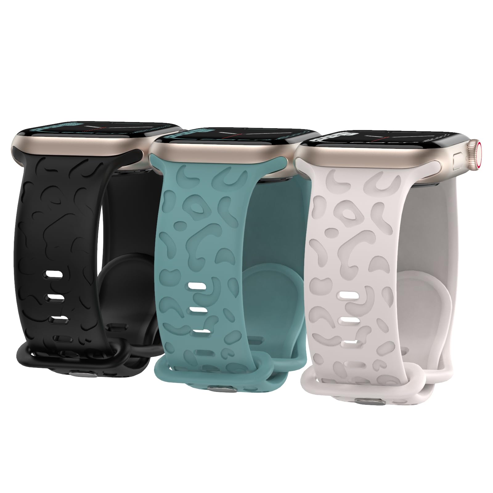 MAXTOP Watch Bands Compatible with Apple Watch 38mm 40mm 41mm 42mm 44mm 45mm 49mm, 3 Pack Waterproof Sports Strap Soft Silicone Wristband for iWatch Series Ultra 8 7 6 5 4 3 2 1 SE