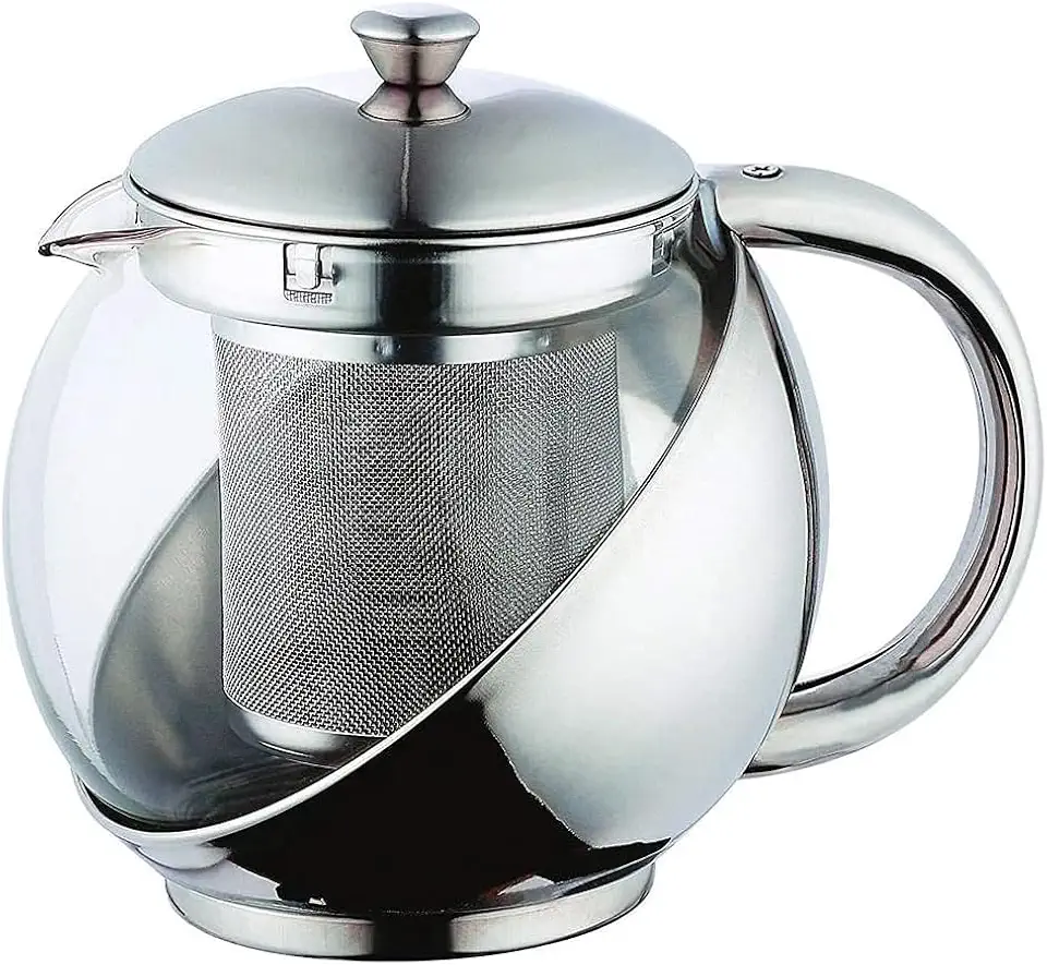 Chaleira De Vidro Revestida Com Infusor Inox Jarra 750ml Bule De Chá Em Vidro Com Infusor De Aço Inoxidável Transparente Com Tampa