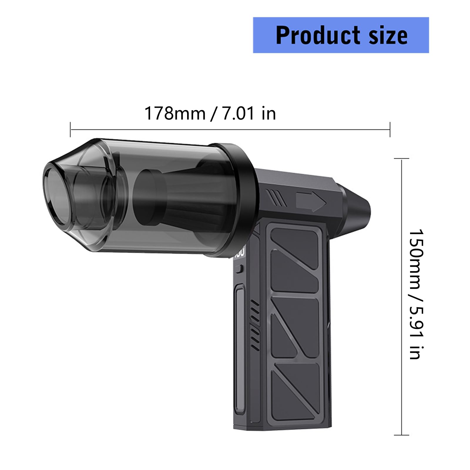 Soplador compacto de 130000 RPM con pantalla digital LED Ventilador portátil para actividades de extracción de 4 velocidades