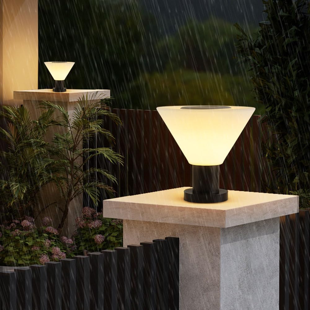 Nowoczesna lampa solarna ze stali nierdzewnej IP54 do użytku na zewnątrz, oświetlenie ogrodowe i tarasowe, czarna matowa, 110-240 V przewodowa latarnia solarna do tarasu/kamienia/ogrodzenia