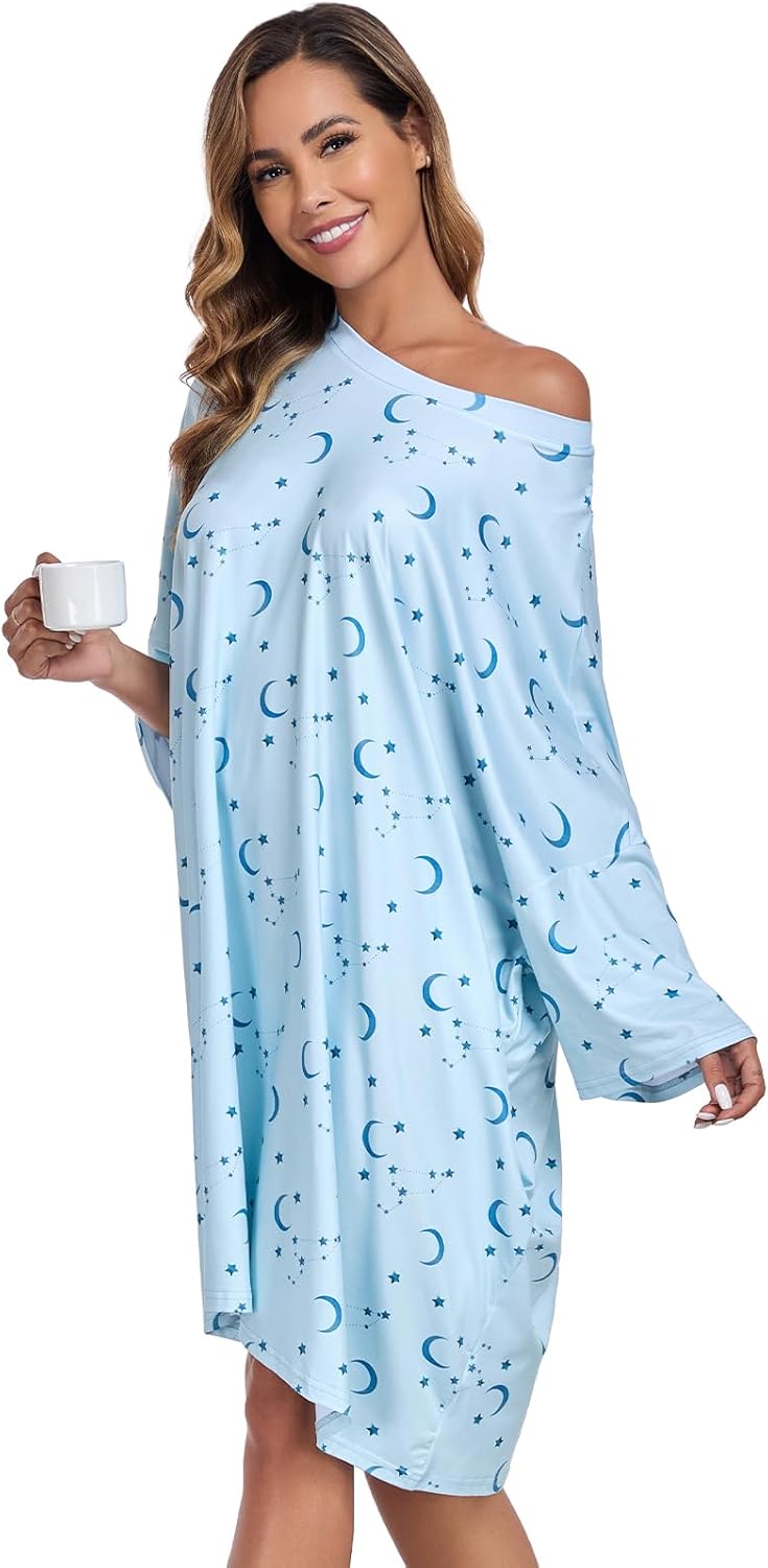 Women’s Plus Size Nightgowns Oversized Sleep Tshirts Dress Nightgown Short Sleeves Sleepwear Fit S-5XL - Image 2