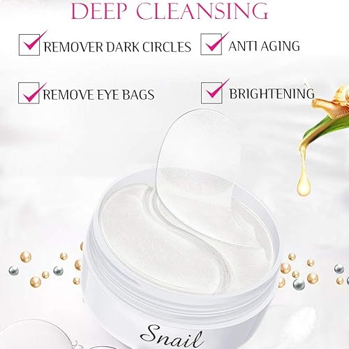 Miniatura 9 de 60 parches de colágeno de caracol debajo de los ojos, máscaras para ojos debajo de los ojos, parche para el cuidado de los ojos hinchados, bolsa de