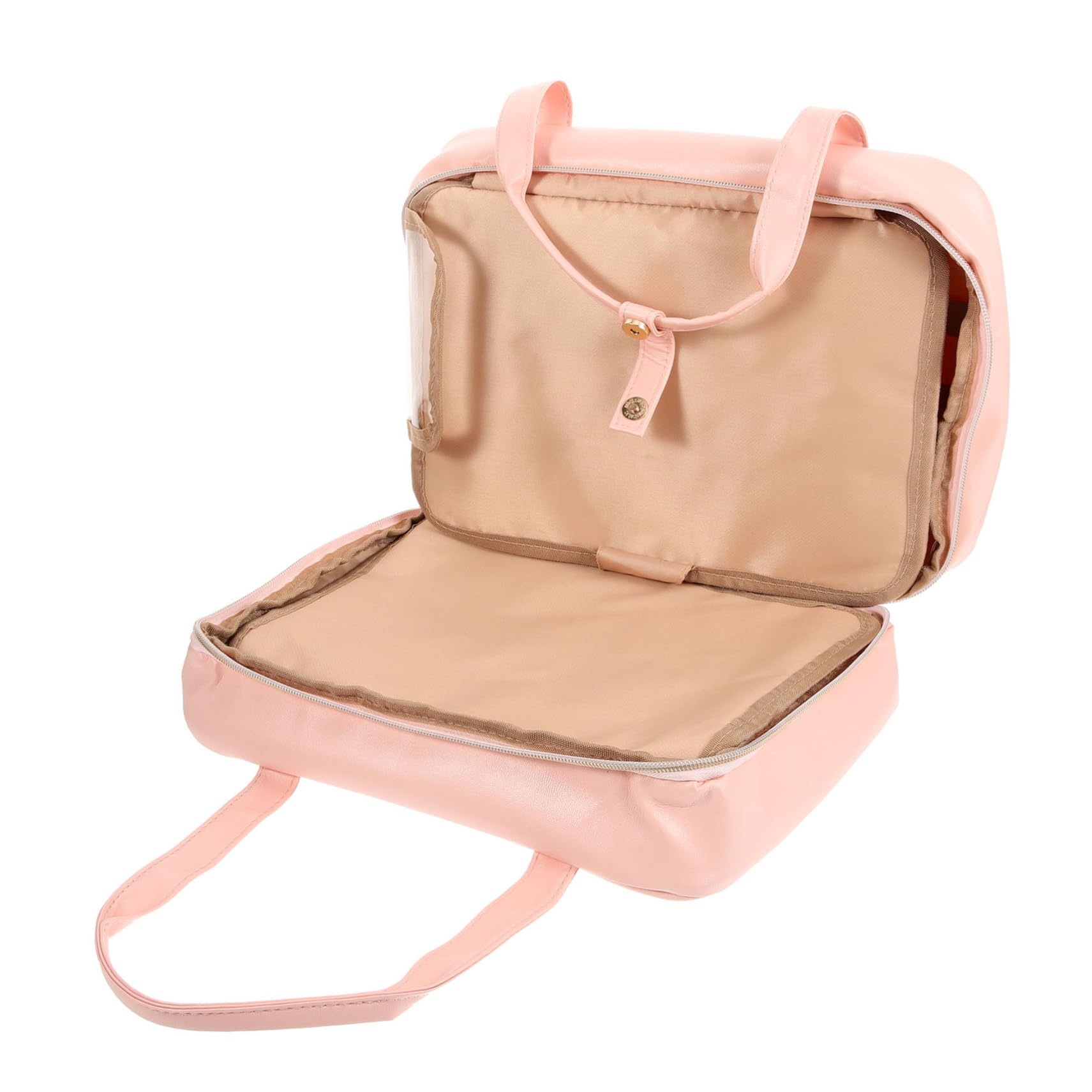 Trousse de toilette voyage suspendue multi-compartiments rose en cuir étanche - 8