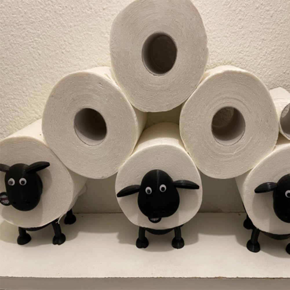 Porte-papier Toilette Mural En Fer - Design Animalier Mignon - Stockage De 8 Rouleaux - Noir Durable