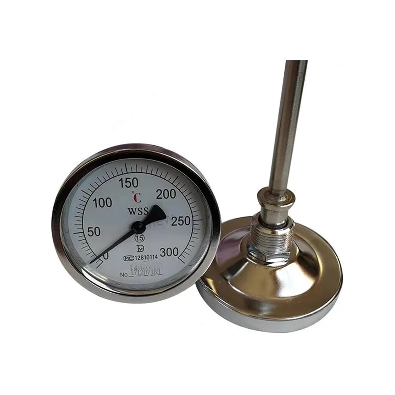 Termómetro bimetálico enchufable de Alta Temperatura, tubería de Aire Acondicionado de Caldera Industrial, 500 Grados(Radial 0-150C-100mm)