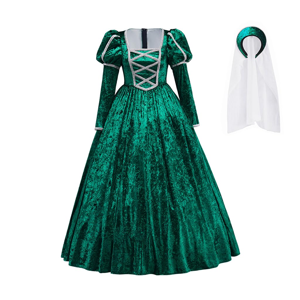 ZODICOS Women's Renaissance Tudor Costume Queen Elizabeth Cosplay Dress Velvet Gown