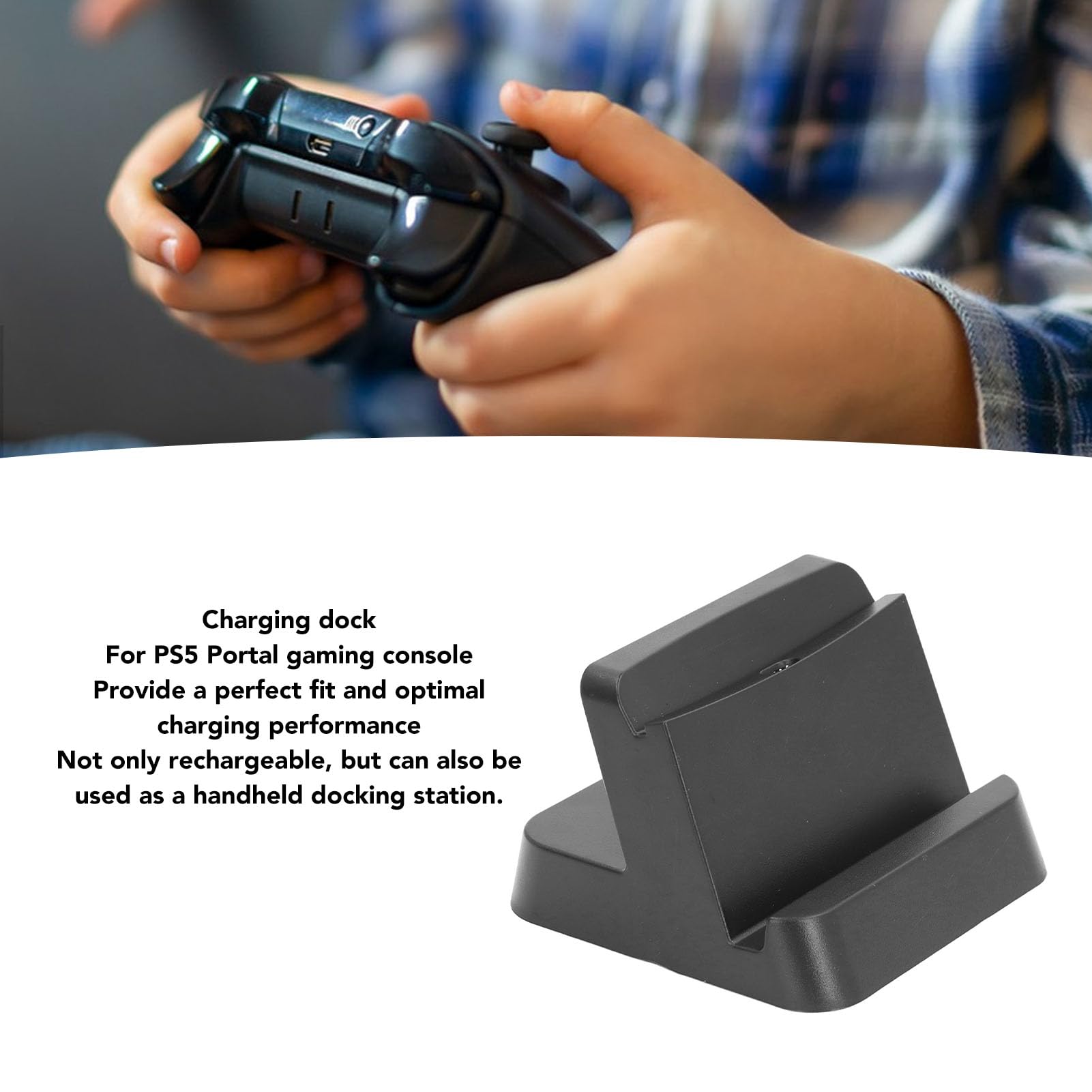 PS5 Portal Ladestation Stand Station, ABS Tragbares Ladegerät mit Effizienter Lade Lösung für Heim und Reisen (Black)