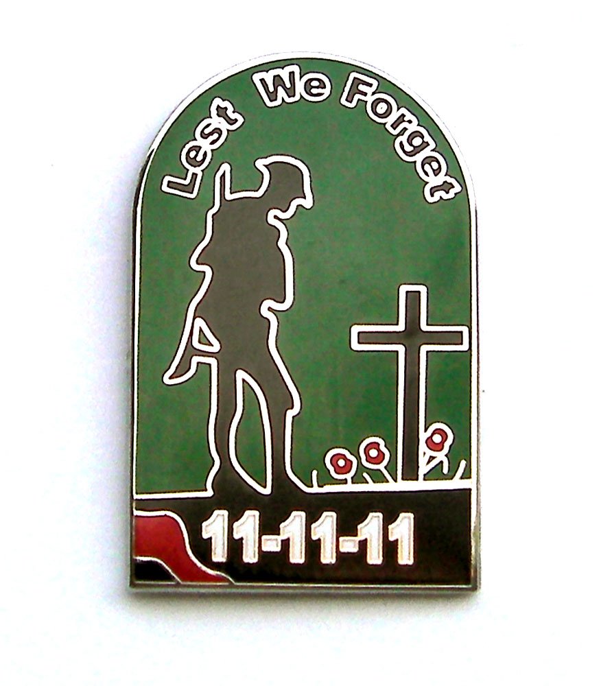 Senlak Men's Silver "Lest We Forget" Lapel Badge With Poppy Design - Remembrance Day, Uk Seller