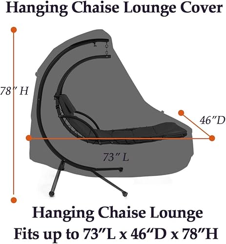 Miniatura 7 de Funda para tumbona colgante de patio de 73 pulgadas con cremallera, impermeable, curvada al aire libre, tumbona, tumbona, columpio