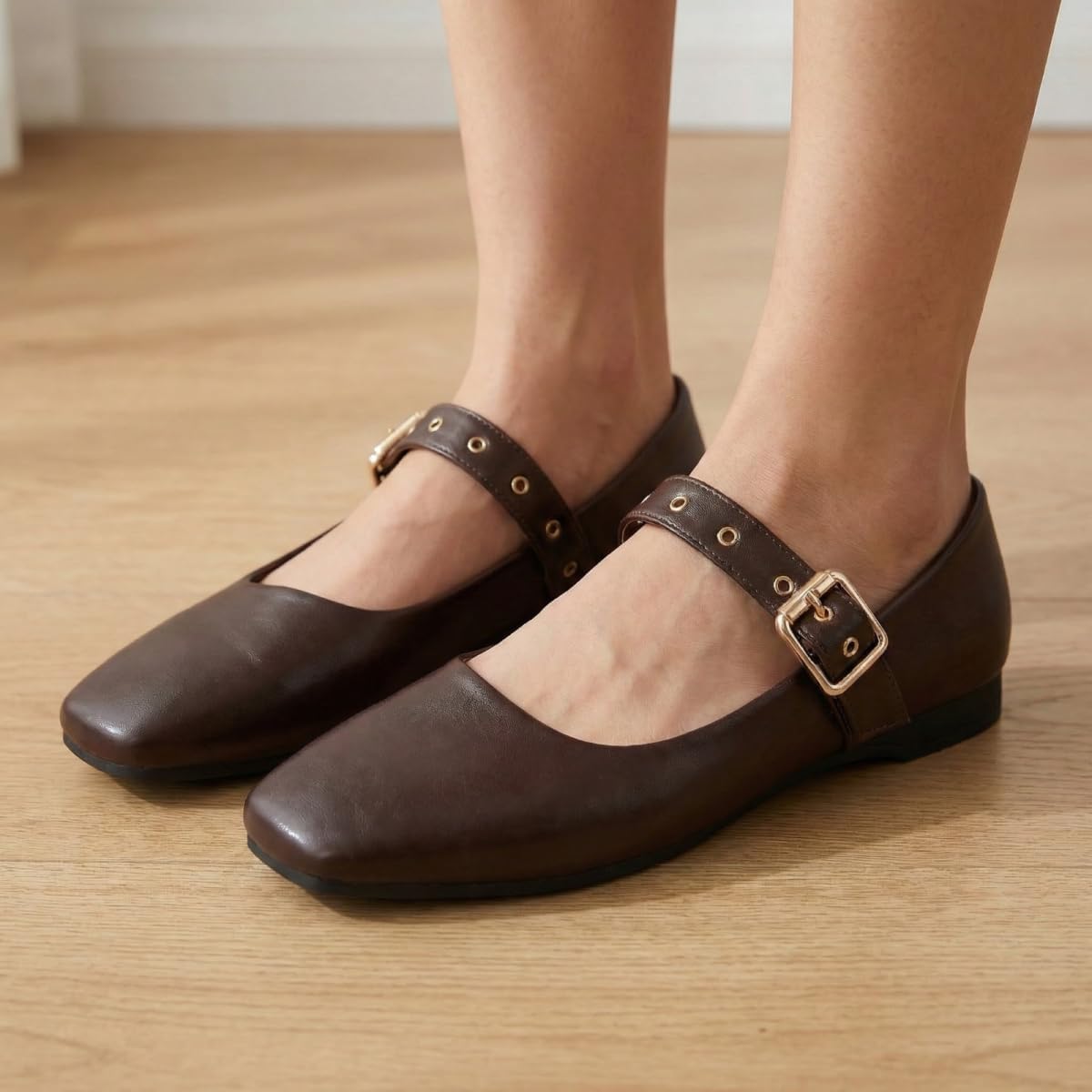 Mary Jane Shoes Women Ballet Flats with Strap Buckle Closed Toe MaryJanes Shoes Ballerina Flats for Women Dressy Comfortable - Image 2