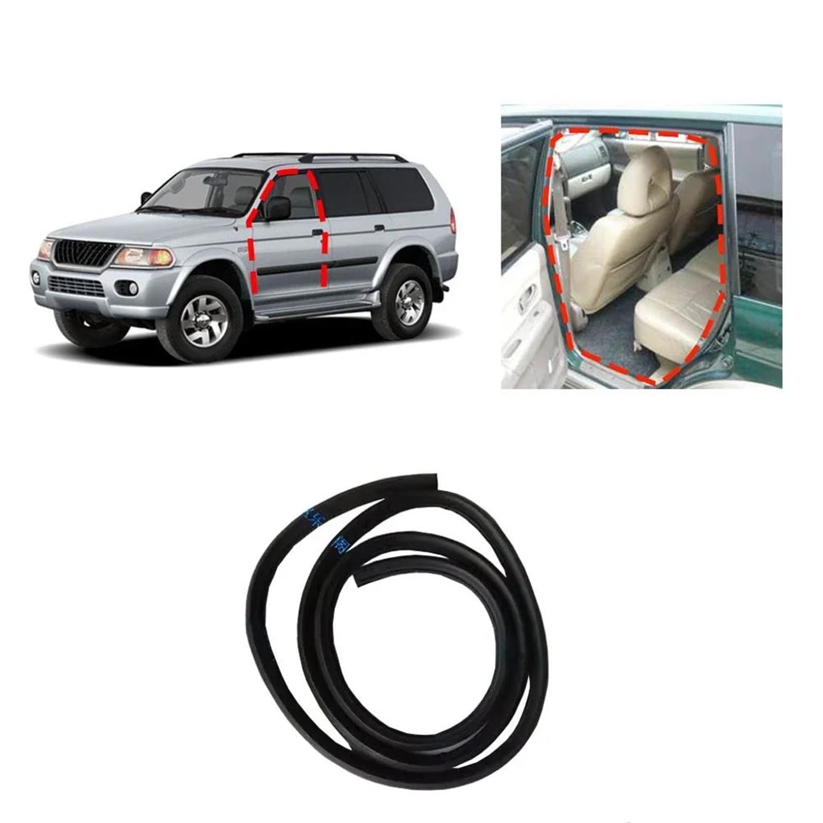 Junta de Goma 1 Uds. Sello De Goma Para Carrocería 5 Puertas Para Pajero Sport K90 MR242360, Tira Para Poste Para Montero 1ª Generación, Sin Clip Goma de Sellado Burletes(Left front)
