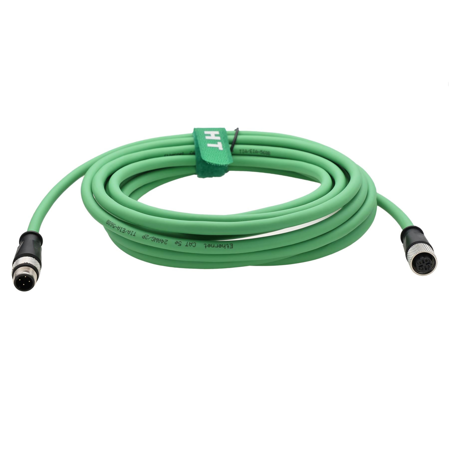 HangTon Ethernet Sensor Vision Camera Waterproof M12 4 Pin D Code to M12 4 Pin D Coded Cable for Baumer Encoder Industrial Automation PLC Network 5m