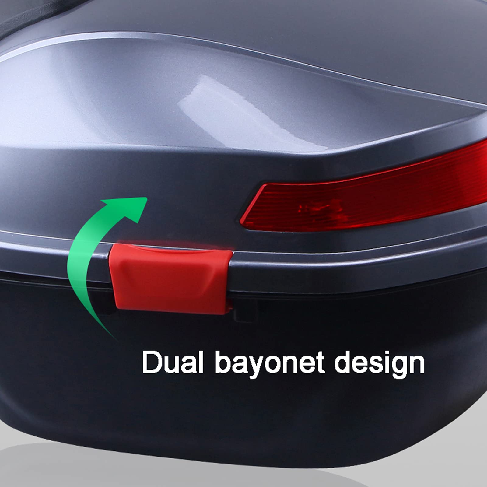 Coffre De Moto Universel,Moto Scooter Top Case, Bagages De Coffre À Queue, Boîtier De Support De Rangement Supérieur pour Scooter De Moto avec Matériel De Montage,Matte Black a