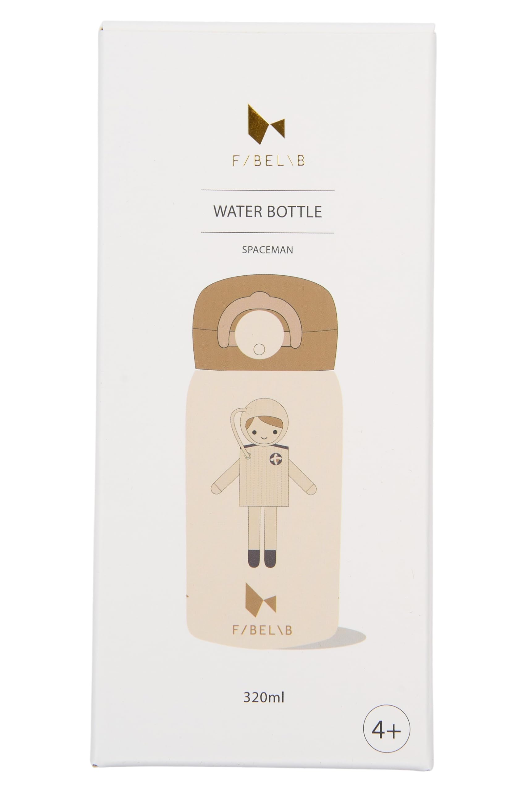 Fabelab Borraccia Bambini 320 ml | Motivo Astronauta | Acciaio Inox Senza BPA | Scuola Anti-Perdite | Borraccia