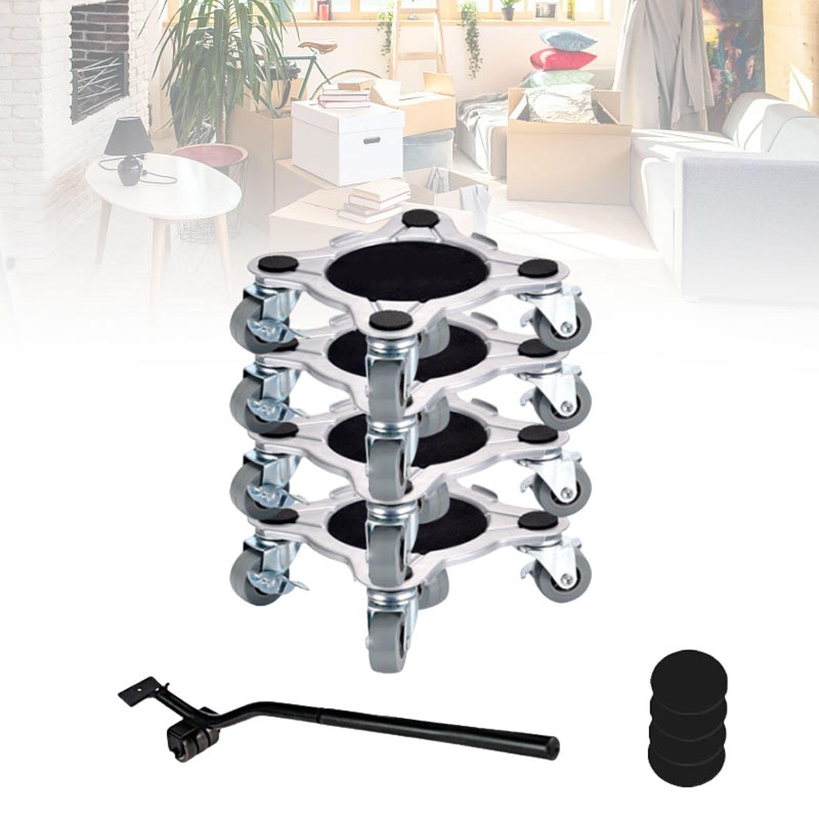 9 Stück Möbelheber Möbelroller Möbeltransporter Möbelgleiter Aus Robustem Kohlenstoffstahl mit 360 Grad Drehbaren Rollen Und Samtigen Anti Rutsch Pads, 16 cm x 5.5 cm