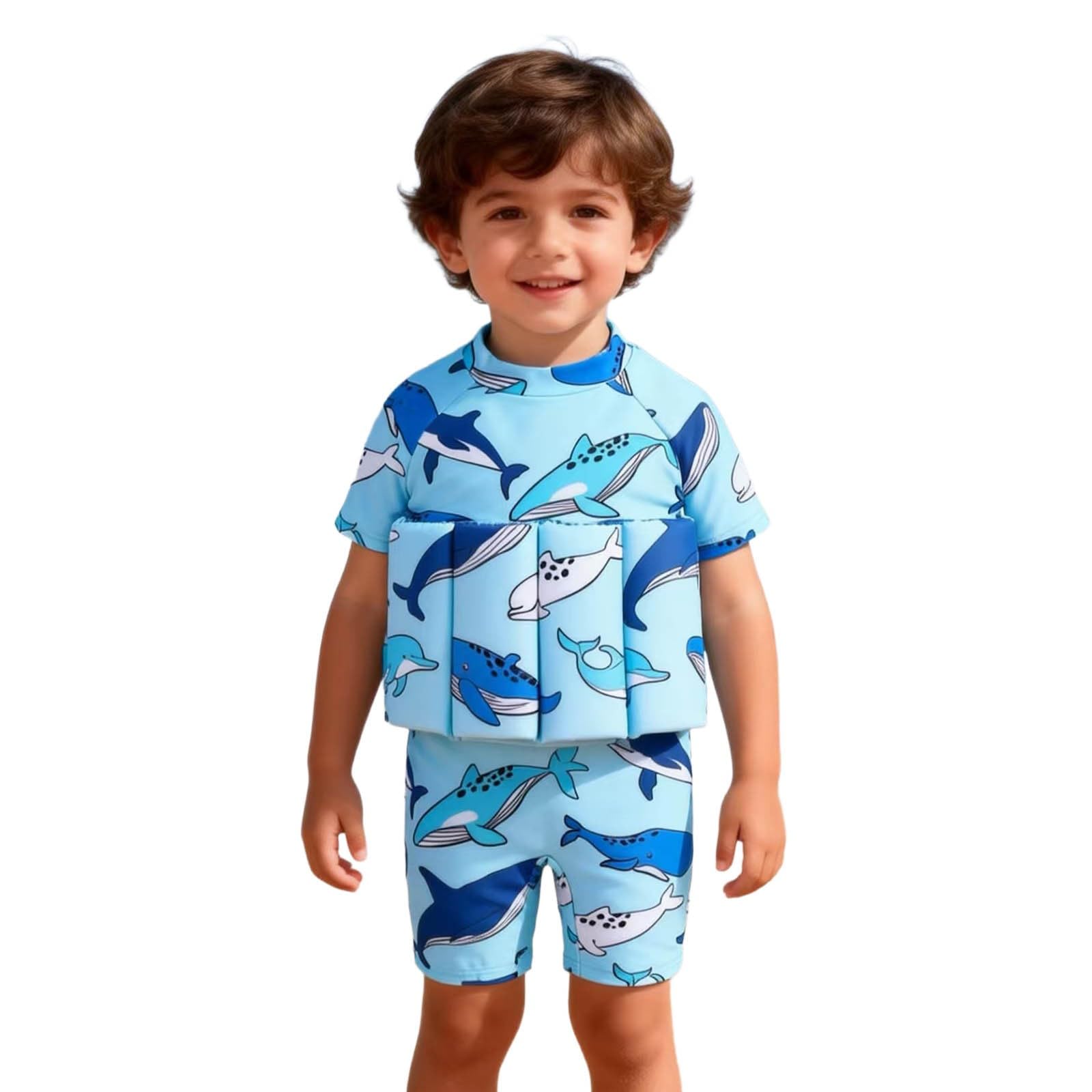 Générique Maillot de Bain Bébé, Flotteur Intégré pour Garçon Bouée Flottabilité Piscine Formation Costume Bouée Enfant 1-3 Ans Maillot de Bain Garçon Imprimé, Tendance pour Enfants
