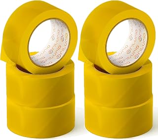 OFITURIA Cinta Adhesiva, color Amarillo, Cinta para Embalaje y Organizar tus Cajas y Envíos, 66 mt x 48 mm (6 und. - Amarillo)