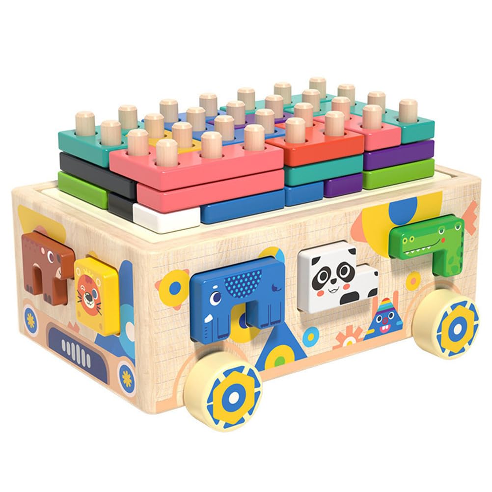 Macchinina Intelligente Montessori in Legno per Ordinamento delle Forme