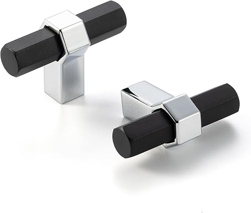 Miniatura 8 de Paquete de 1 unidad AP1310 de 10 pulgadas, barra hexagonal negra y mango cromado para gabinete de cocina, herrajes sólidos para cajones, aparadores,