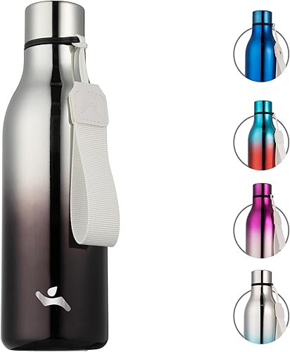 Miniatura 25 de Botella de agua aislada con correa, botella de acero inoxidable de doble pared de 25 onzas, botella de agua al vacío, botella de metal, rosa claro