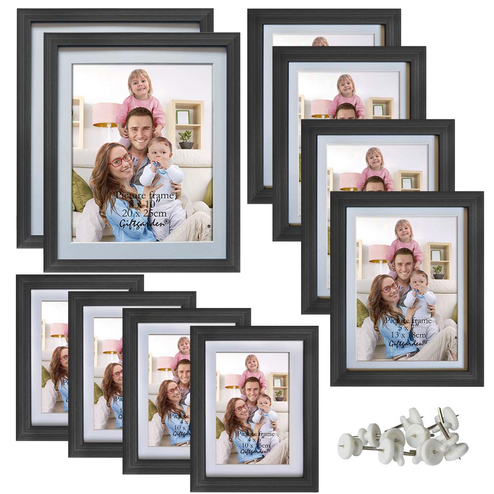 Giftgarden Photo Frames Set for Multiple Size Photograph, Two 8x10, Four 4x6, Four 5x7, Black,10 Pack