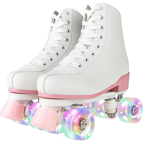 Unisex Roller Skates Double Row Four Wheels High-top Roller Skates Lightning Pattern for Beginners Womens Mens Boys and Girls