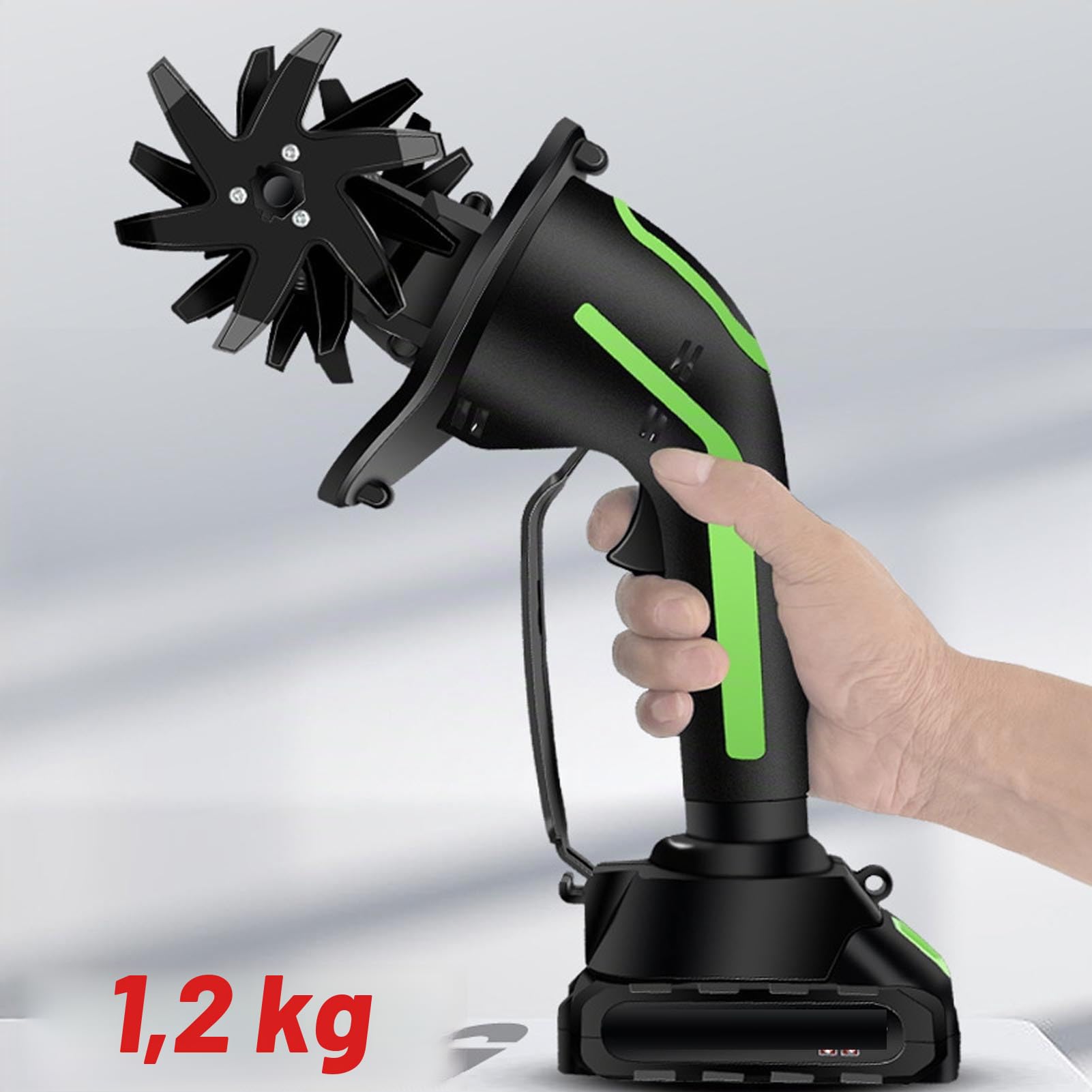Acouto Motozappa Elettrica Senza Fili, Motozappa Elettrica da Giardino a Batteria Ricaricabile con Lame in Acciaio Al Manganese, Ideale per la Preparazione del Prato e del Terreno (Spina europea)