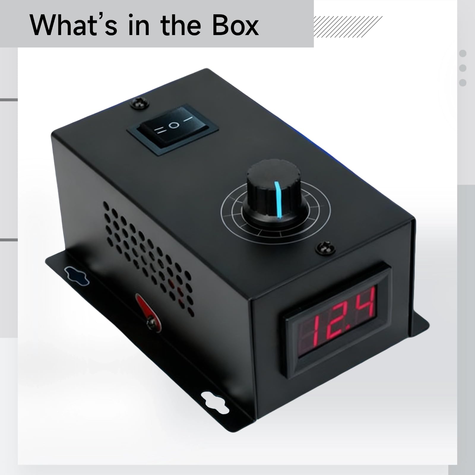 Controlador de velocidad de motor de 40 A CC, interruptor de velocidad variable PWM de 12 V a 48 V, control de motor ajustable con marcha atrás, pantalla de voltaje, carcasa de metal, tamaño compacto