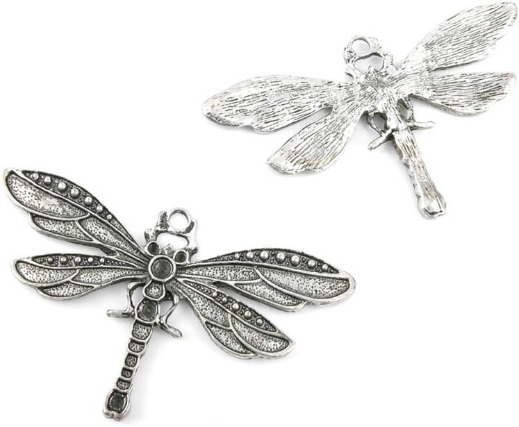 50 Pieces Antique Silver Tone Jewelry Making Charms 43223 Dragonfly Pendant Ancient Findings Craft Supplies Bulk Lots
