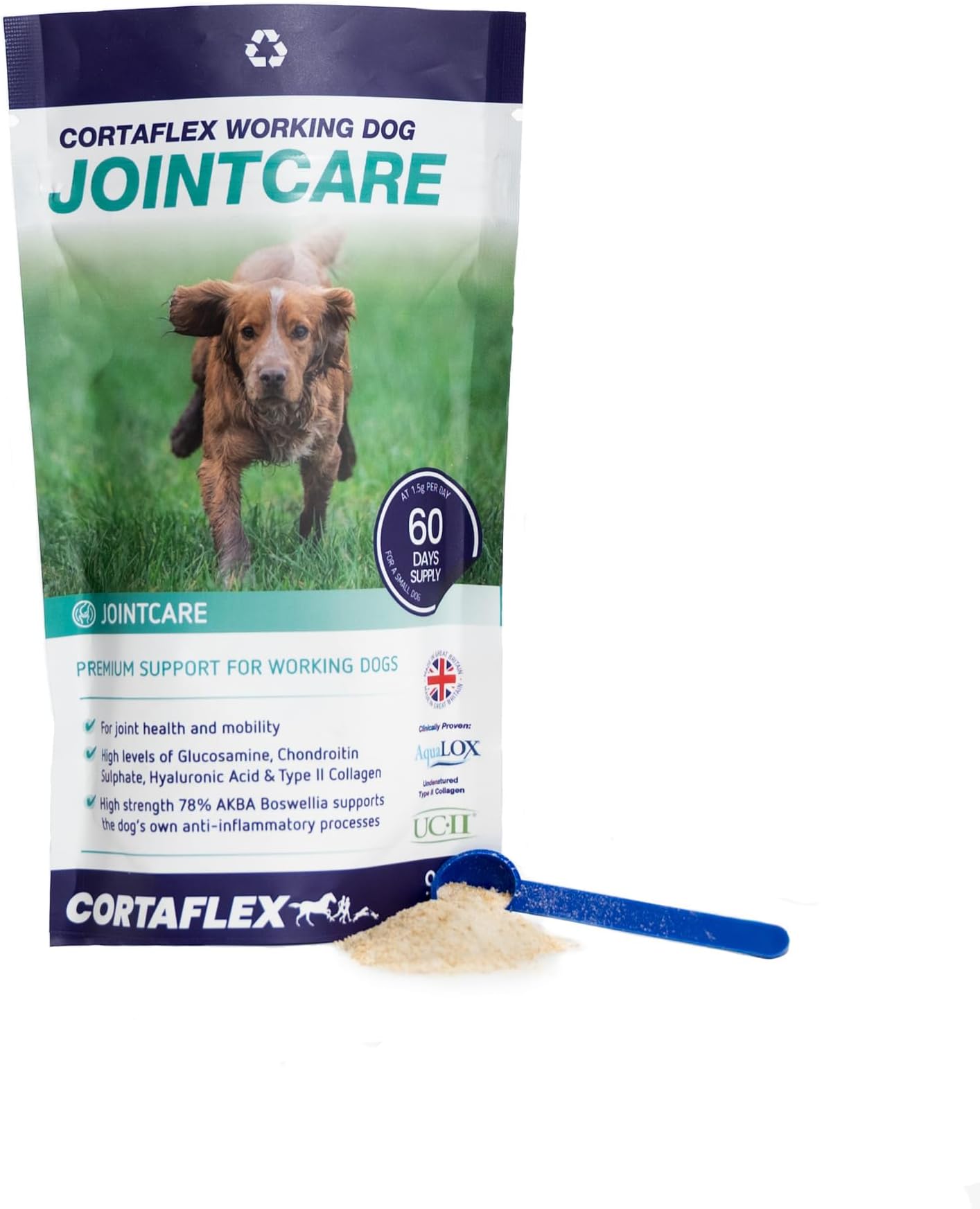 Working Dog Supplement Powder (90g). Joint Supplement for Working Dogs. Suitable for All Ages & Breeds. Contains Glucosamine, Chondroitin & Hyaluronic Acid For Joint Structure & Lubrication