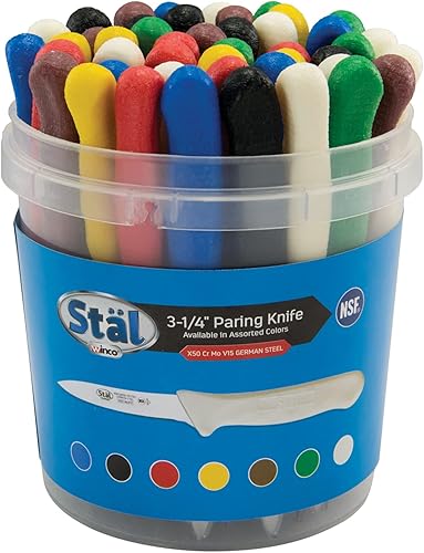 Winco Cuchillo de pelar de grado comercial de 3.25 pulgadas, surtido (paquete de 46)
