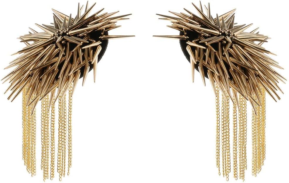 FRECIPair of Shoulder Epaulet Shoulder Rivet Tassel Epaulet Board Link Chain Badge Epaulettes, Golden, Medium