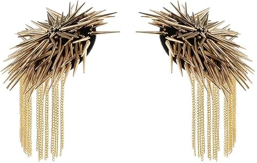 FRECI Par de charreteras de hombro con remache de hombro, borla, tabla de eslabones de cadena, dorada, mediana, Dorado