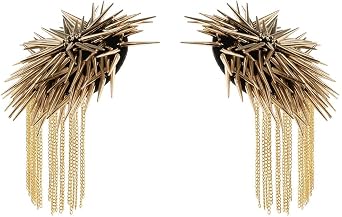 Pair of Shoulder Epaulet Shoulder Rivet Tassel Epaulet Board Link Chain Badge Epaulettes, Golden, Medium