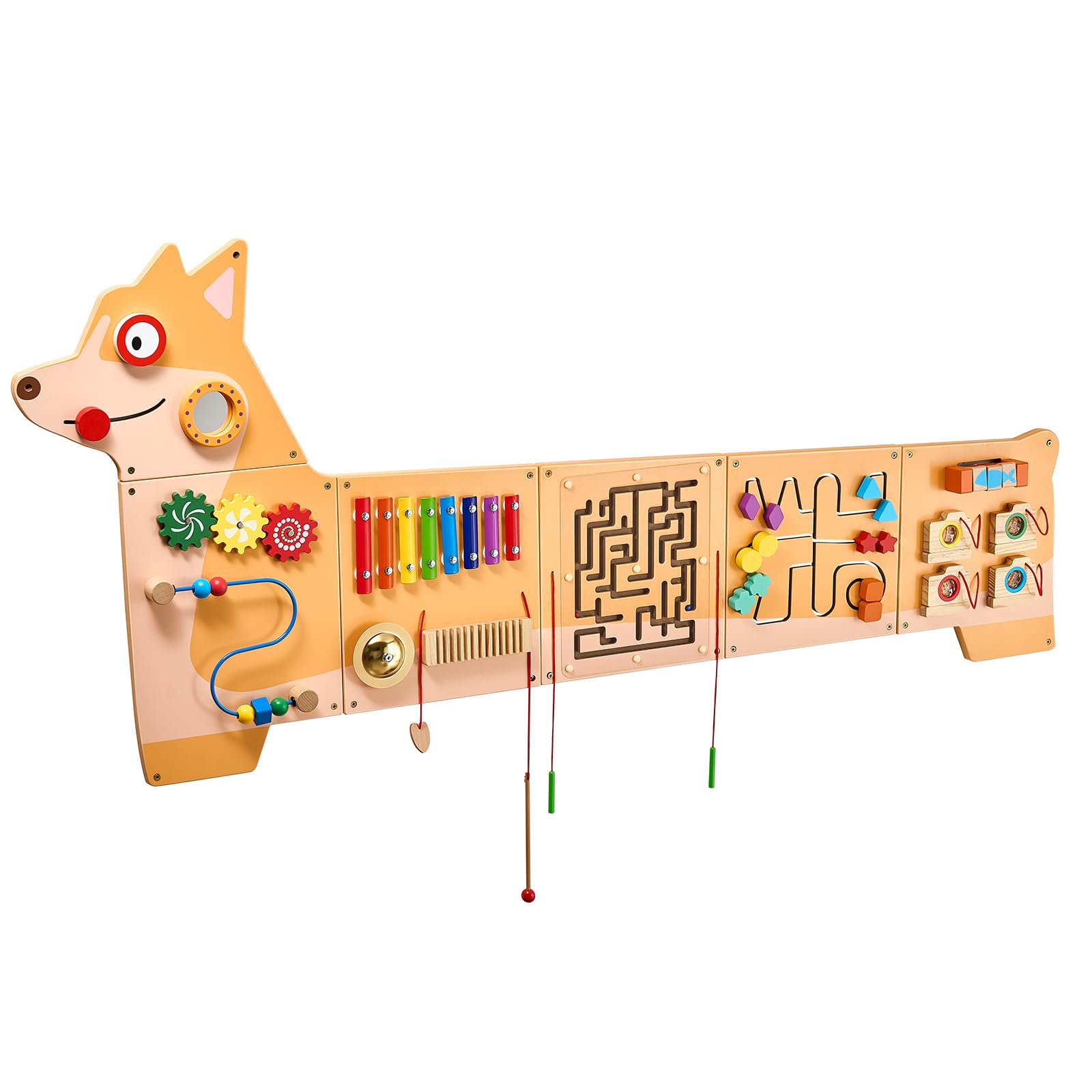VEVOR Panneaux Muraux d'Activités Chiot, 12 Jeux, Jouet Mural Sensoriel Montessori pour Enfants 3-12 Ans, Centre d'Activités d'apprentissage, Salle de Jeux des Tout-Petits, Crèche, Salle de Classe